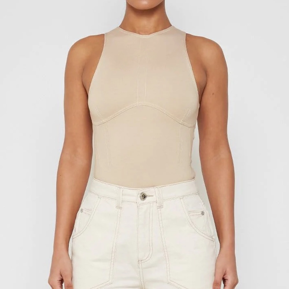 Maniere de vior beige bodysuit